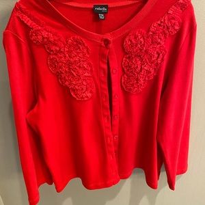 Like new Rafella red embellished cardigan. PM